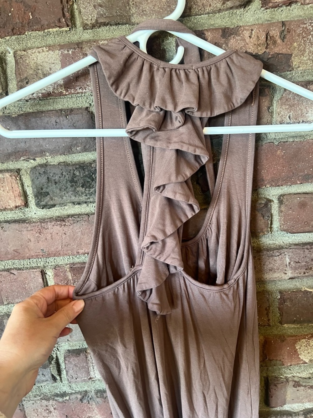 Ella Moss Ruffled Back Sleeveless Dress in Taupe Size Small